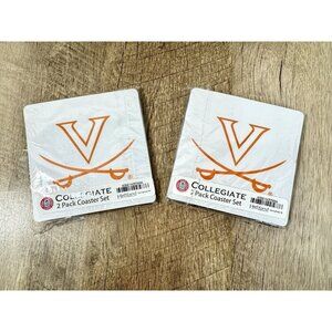 UVA University Of Virginia Cavaliers 4ct Foam Coasters White Orange Logo Sabers